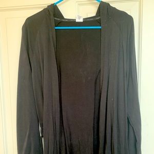 Calvin Klein Hooded Belted Cardigan with pockets on each side.